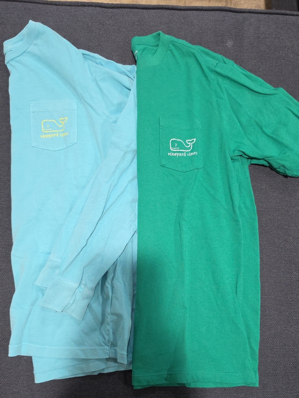 Vineyard Vines Kids Long Sleeve Tee And Short Sleeve in Aqua and Green